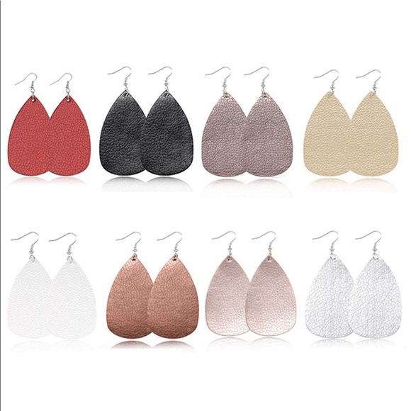 Leather Teardrop Earrings - Picture 3 of 4